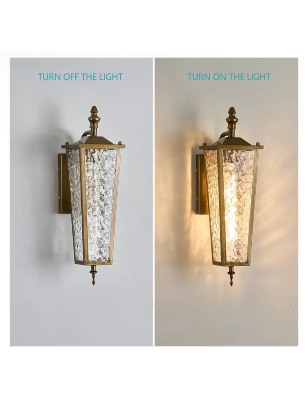 NEW Outdoor Wall Light Fixture Gold Waterproof Patio Sconce Lantern 16.7”